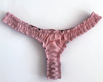 SALE Oleander Thong in Upcycled Vintage Pink Cotton