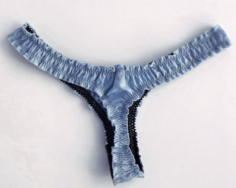 SALE Oleander Thong in Upcycled Vintage Blue Cotton