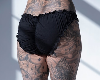 Oleander Bloomer in Black Modal Jersey | sustainable lingerie, basic panty, handmade in the USA, custom sized lingerie, everyday underwear