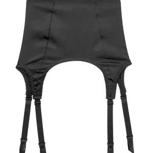 Vesper Lace Up Garter Belt in Black Silk Charmeuse | honeymoon, boudoir, bridal shower, handmade in the USA, custom sized lingerie, gift