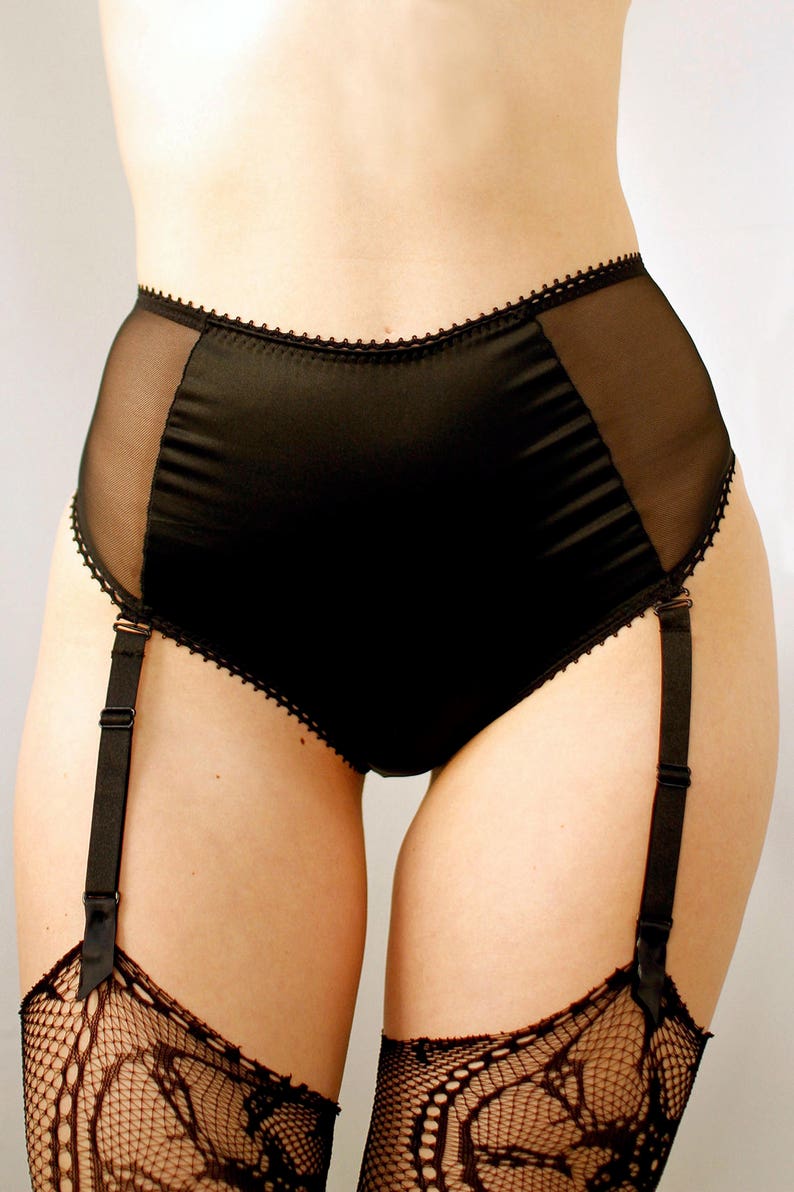 Cardamine Lace Up Garter Short in Black Silk Charmeuse image 5