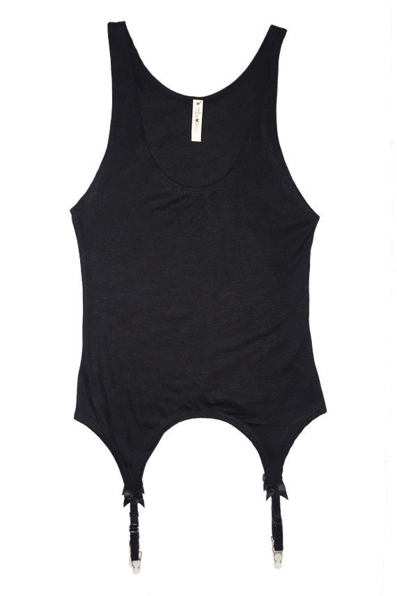 OVERNEATH / GARTER TANK (BLACK) Ｌ Alameda Garter Tank in Black Modal Jersey | Valentines Day