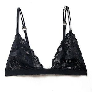 Innuendo Lace Triangle Bralette in Black Lace