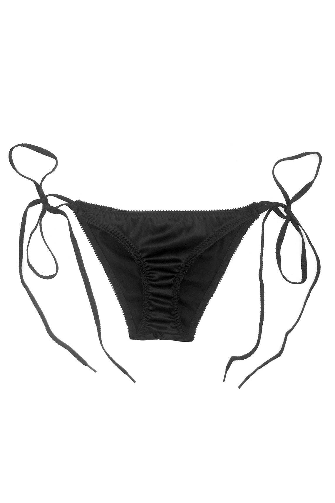 Cardamine Side Tie Panty in Black Silk Charmeuse | Etsy