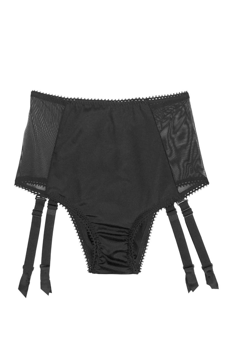 Cardamine Lace Up Garter Short in Black Silk Charmeuse image 7