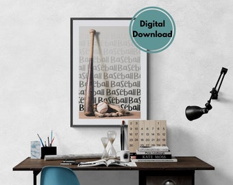 Baseball Printable Art | Sports Poster | Baseball Fan Gift | Fathers day gift | Digital Download