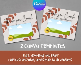 Softball Coach Gift Canva template team photo, Editable Softball Gift Printable Download, Thank you Coach Appreciation, end of season gift