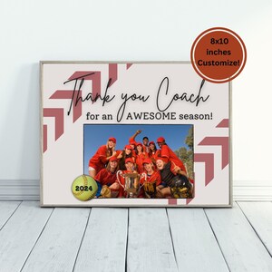 Personalized custom softball coach thank you gift, digital download, printable team picture, last minute softball coach gift