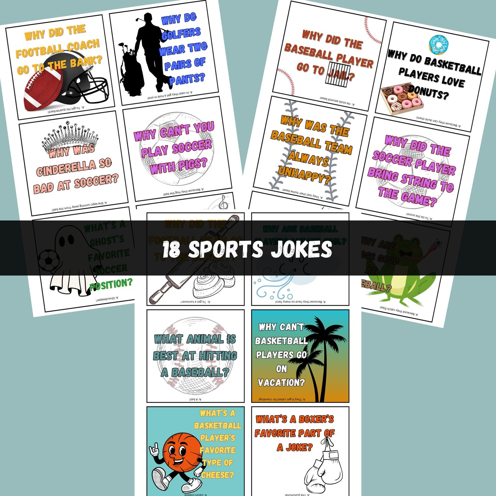 Printable Sports Theme Lunch Box Notes for Kids: Jokes & Affirmations ...