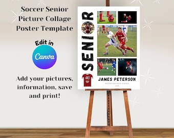 Voetbal seniorenavond afstuderen fotocollage canvassjabloon, poster seniorenavond, afstudeerposter, fotocollage einde seizoen