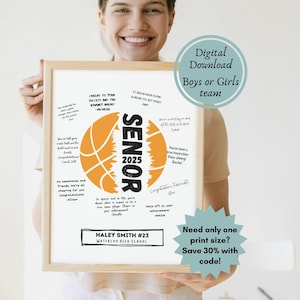 Basketball Senior Gift Custom Printable Poster for Signatures | End of Season Team Gift | Basketball Senior Night | Digital Download