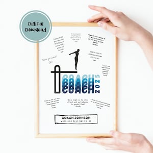 Custom Printable Dive Team Swim Coach Gift Poster for Signatures | Team Thank you Gift to Coach | Dive Coach | End of season banquet gift