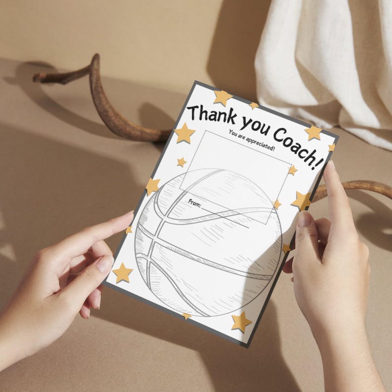 Printable Basketball Coach Thank You Gift Card Holder, Printable Thank ...