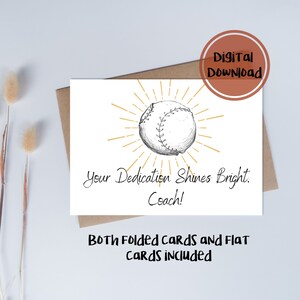 Baseball,Softball Printable Thank you card For Coach | Coach Appreciation | End Of Season gift | Instant Download