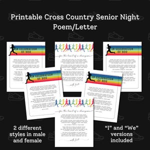 Poema de regalo para la noche de graduación de los estudiantes de último año de Cross Country, carta para la noche de graduación de mamá, papá y padres, poema de carrera de Cross Country, regalo de fin de temporada para el jugador