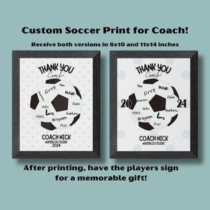 Regalo de equipo personalizado para entrenador de fútbol, póster de firma para regalo de entrenador de fútbol, descarga digital, imprimible personalizado, fin de temporada