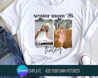Modelo de mãe sênior Canva com imagens personalizadas para camiseta ou moletom, PNG SVG de mãe sênior para esportes, formatura