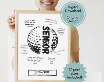 Custom Printable Senior Gift Golf Poster for Signatures | End of Season Team Banquet Gift | Golf Senior Night | Digital Download