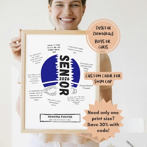 Póster imprimible personalizado para el equipo de natación, regalo para el equipo de fin de temporada, noche de natación para el equipo de natación, descarga digital.