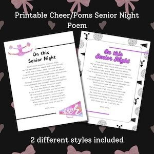 Porristas, Poms, regalo para la noche de graduación, carta de mamá, papá y padres para la noche de graduación, poema de porristas, regalo de fin de temporada para animadoras, graduación