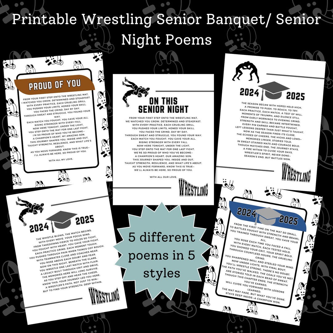 Wrestler Letters Printable Wrestler Senior Night Gift Poems, Senior Night Letters From ...