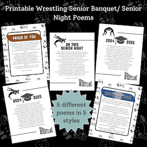 Poemas imprimibles para regalar a luchadores en la noche de graduación, cartas de mamá, papá y padres para la noche de graduación, poemas de lucha libre, fin de temporada, banquete, graduación