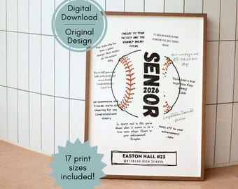 Custom Printable Senior Night Baseball Poster for Signatures | End of Season Banquet Team Gift, Baseball Senior Graduation, Digital Download