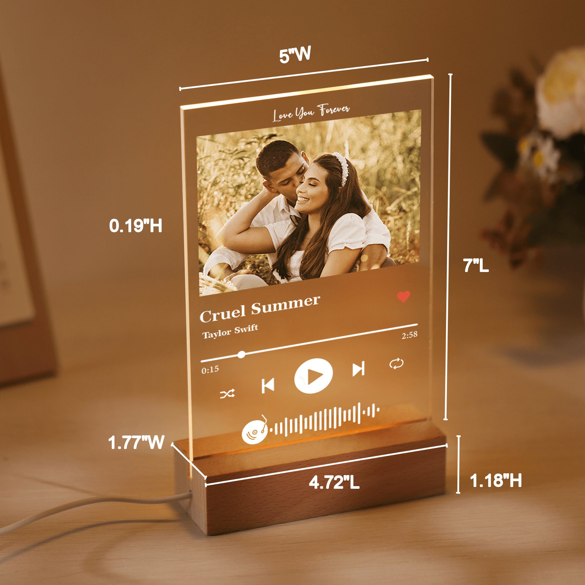 Personalized Acrylic Plaque for Girlfriend, Custom Music Plaque Night ...