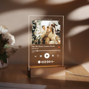 Custom Light up Music Plaque, Personalized Song Photo Night Light, LED Picture Frame, Album Cover Acrylic Plaque, Family Gift, Birthday Gift