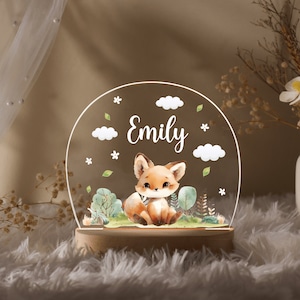 Custom Name Night Light with Cute Animal, Personalized Kid Bedroom Night Lamp, Nursery Decor, Toddler Gift, Baby Shower Gift, Gift for Kid