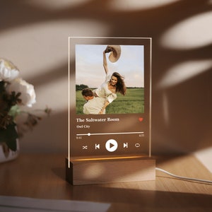 Custom Acrylic Music Plaque Night Light, Personalized Photo Song Night Lamp, LED Music Photo Frame, Anniversary Gift, Gift for Girlfriend