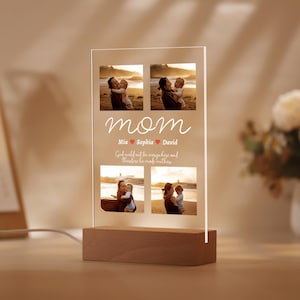Personalized Photo Night Light for Mom, Custom Photo Acrylic Night Lamp, Picture Collage LED Lamp, Bedside Lamp, Mother&#39;s Day Gift, Mom Gift