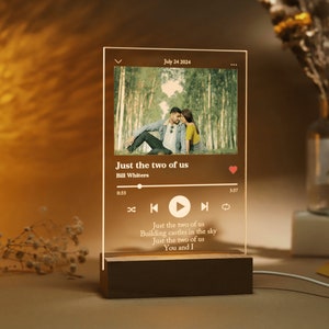Custom Picture Music Acrylic Plaque, Personalized Photo Song Night Light, Album Cover Night Lamp, Couple Gift, Gift for Girlfriend/Boyfriend