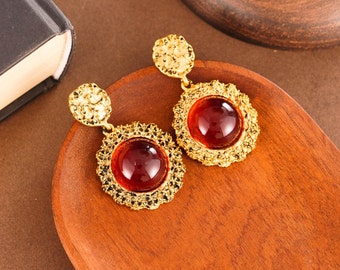 Handmade Gemstone Drop Earrings: Gold Plated Sterling Silver Bridal Jewelry