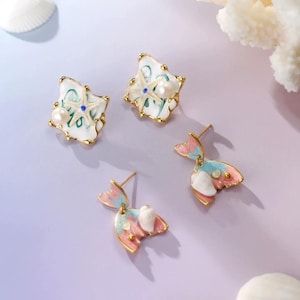 Enamel Starfish Dangle Earrings: Ocean Beach Holiday Jewelry