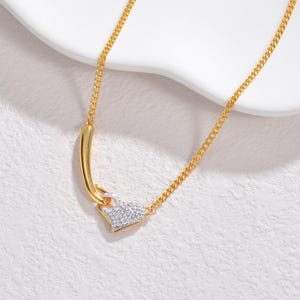 Gold Forever Pave Diamond Heart Necklace/Unique Dainty Love Pendant/Diamond Heart Charm Necklace/Diamond Love Pendant Necklace/Gift for Her