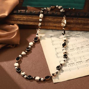 Natural Pearl Necklace with Maillard style bead necklace/Handmade Gift for Her/Natural Pearl Necklace/Mother&#39;s Day Gift/Special Gift For Her