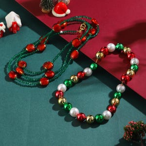 Pearl Crystal Beaded Necklace/Multi Gemstone Beaded Necklace/Green Seed Beaded Necklace/Beaded Gemstone Necklace/Crystal Choker/Gift For Her