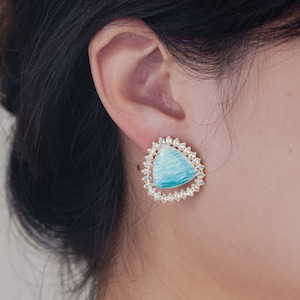 Künstlerische handgemachte Diamant & Emaille Monet Garten Ohrringe - Elegante Ohrstecker/Monet Ohrringe/Monet Schmuck/Geschenk für Sie