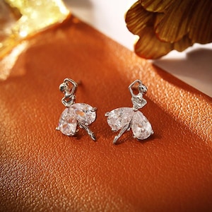 Zirconia Ballet Girl Earring/Dancer Earrings/Ballerina Post Earrings/Mother’s Day Gift/Bridesmaid Gift/Wedding Jewelry/Gift For Her