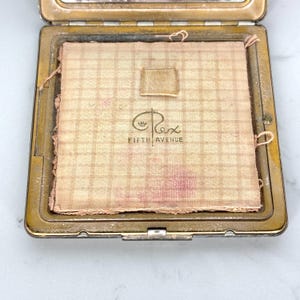 Compact Art Deco Gold & Silver Rare 1920&#39;s Powder or Blush Stainless Steel Metal