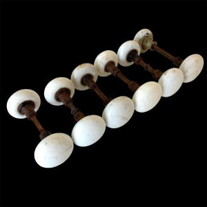 white porcelain door knobs sets with spindle shaft 6 SETS Vintage Lot