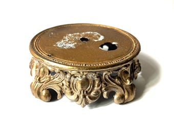 Cast Iron Floor Lamp Base Victorian Art Deco Vintage Footed Embossed 1920's plant stand