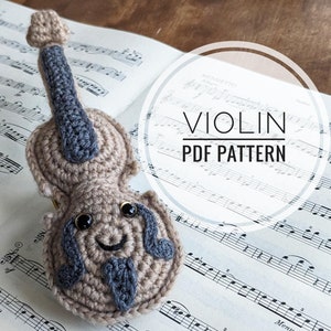 Violino de pelúcia, padrão de crochê em PDF, inglês