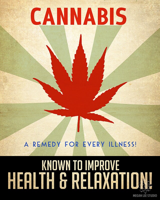 Cannabis Art Print Pot Leaf Poster Medical Marijuana Decor Etsy