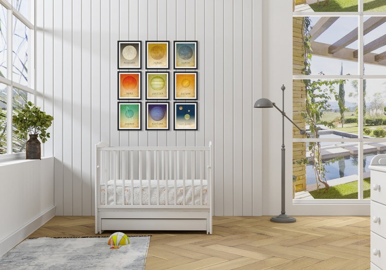 9 Planets in the Solar System Art Print Set, Outer Space Artwork for Nursery, Astronomy Classroom Decor image 4