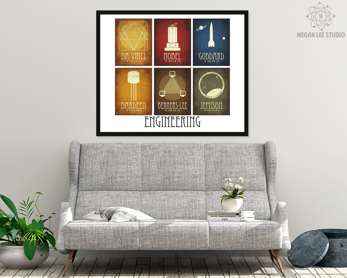 Famous Engineers in History Art Print, Engineering Gift and Classroom ...