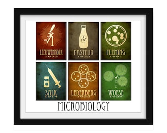 Microbiology Art Print - Famous Microbiologist Gift - Science Lab Decor - STEM Poster