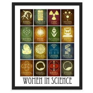 Women In Science Print with 16 Scientists in History, STEM Wall Art for Classroom Decor, Feminist Teacher Gift