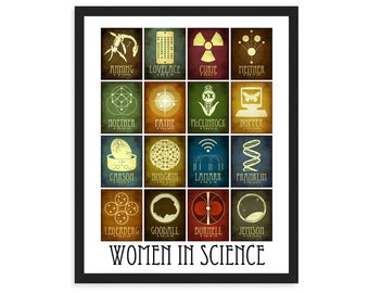 Women In Science Print with 16 Scientists in History, STEM Wall Art for Classroom Decor, Feminist Teacher Gift